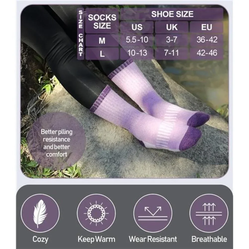 Womens Merino Wool Hiking Socks Thermal Warm Winter Boot Crew Socks Cushion